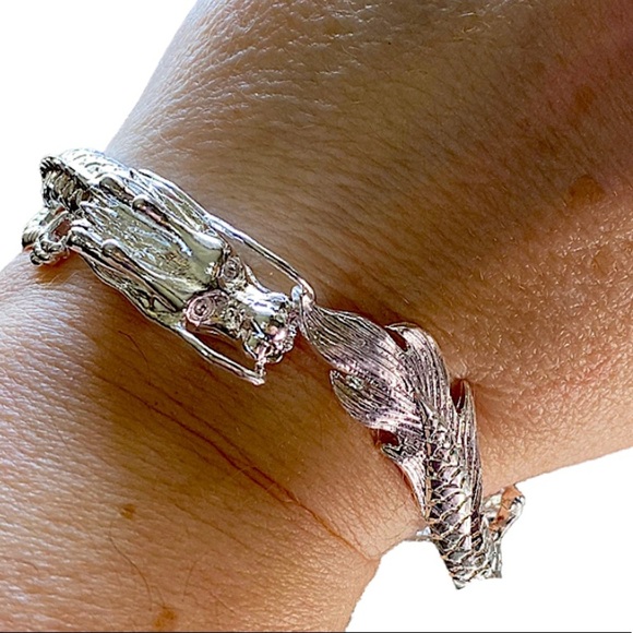 Sterling Silver Dragon Bangle Bracelet - Picture 8 of 10